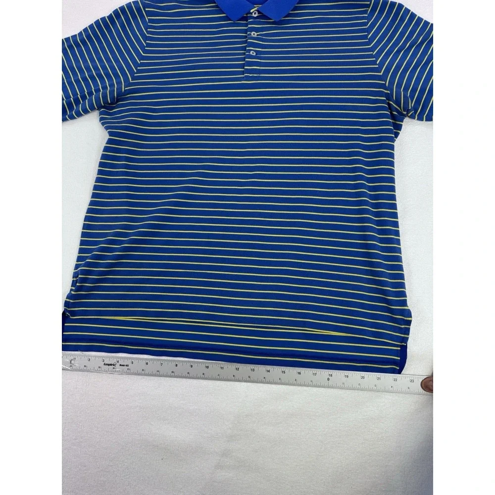 Polo Golf Ralph Lauren Mens Large Blue Yellow Striped Pima Cotton Polo Shirt